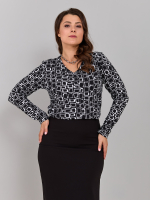 Лонгслив ЛНкл-080/черный-квадратбелый