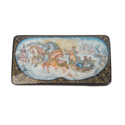 Шкатулка с росписью Холуй "Тройка"