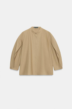ZARA РУБАШКА ИЗ ПОПЛИНА — ZW COLLECTION LIMITED EDITION, ПЕСОЧНЫЙ