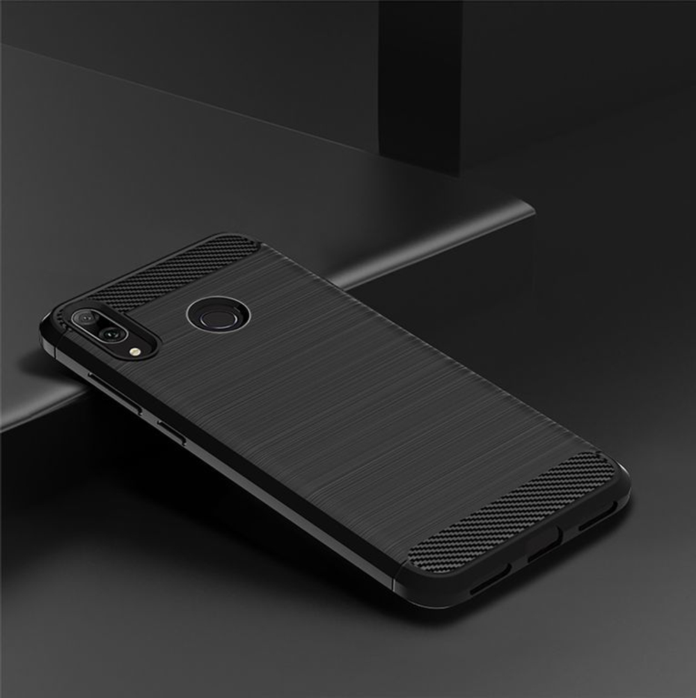 Чехол для Huawei Y7 2019 (Y7 Pro, Y7 Prime) цвет Black (черный), серия Carbon от Caseport