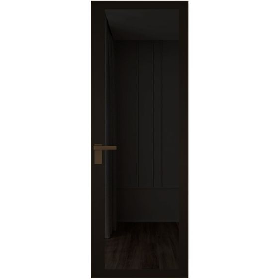 Алюминиевая дверь 2AGК кромка деорэ стекло планибель графит прокрас чёрный