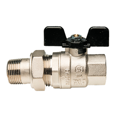 Кран шаровой полнопроходной STOUT - 1" (ВР/НГ, PN40, Tmax 150°С, ручка-бабочка черная, PTFE)