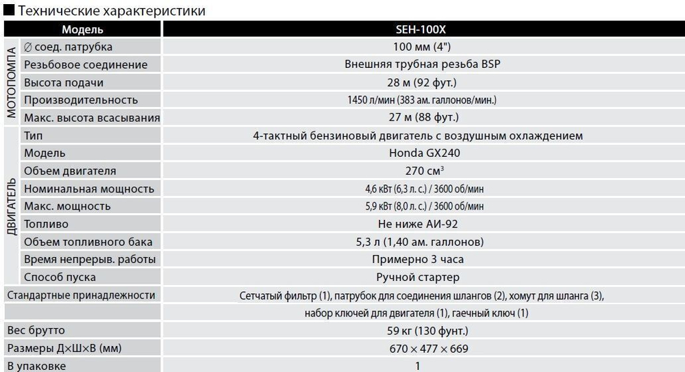 Бензиновая мотопомпа для загрязненной воды Koshin SEH-100X