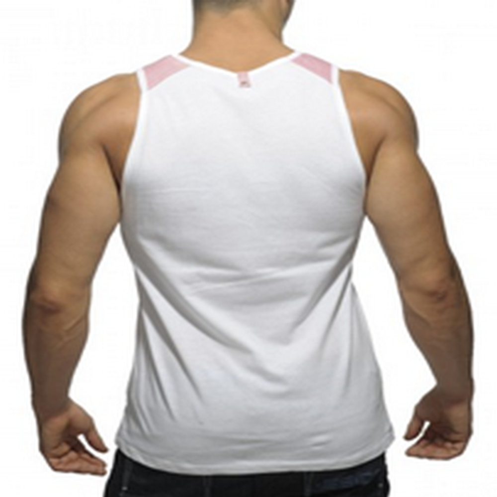 Мужская майка белая с розовым ES