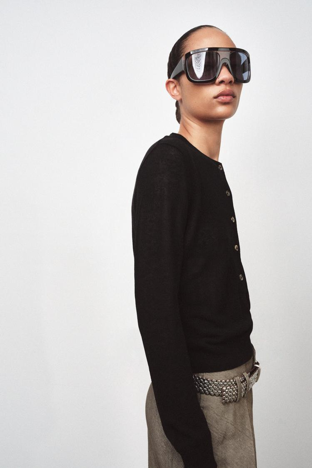 ZARA СВИТЕР НА ПУГОВИЦАХ, ЧЕРНЫЙ