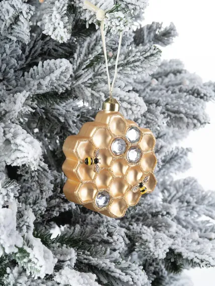 Винтажная стеклянная подвеска Медовый переполох h-11 см., 1 шт., Karlsbach (12866)