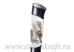 НОЖ ИГУАНА АВТОРСКАЯ РАБОТА СКРИМШОУ ИГОРЬ ГУЛИН БИВЕНЬ МАМОНТА ДАМАСКфотография - 9