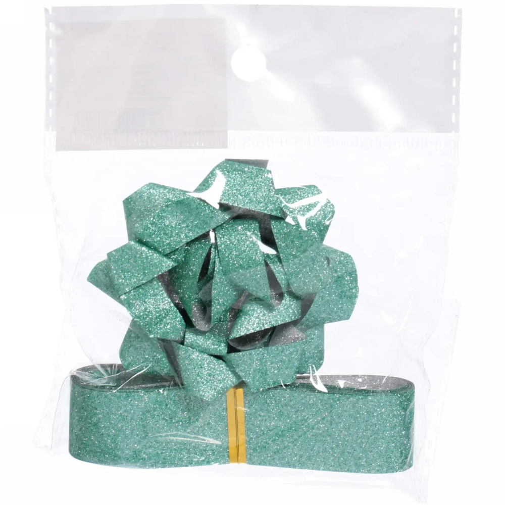 Набор для декорирования «Мерцание» бант 6см, лента 2см (3м), Зеленый