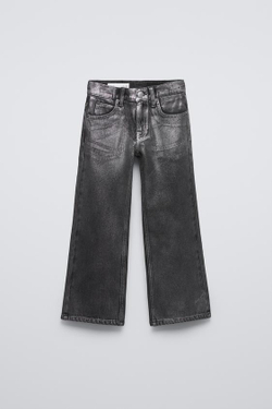 ZARA ДЖИНСЫ ИЗ БЛЕСТЯЩЕЙ ТКАНИ С ШИРОКИМИ ШТАНИНАМИ, СЕРЫЙ