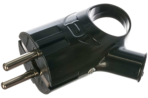 Вилка с ушком с з/к 16А черная 250В