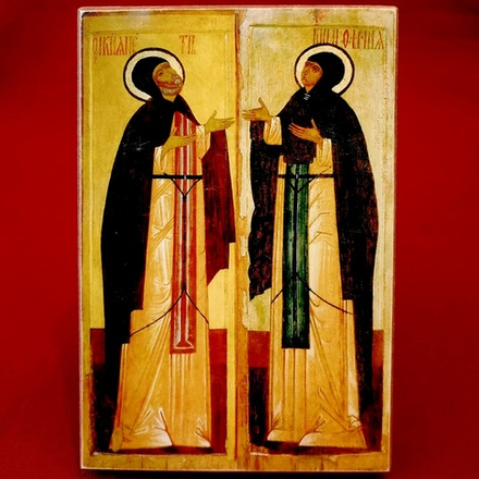 Святые Петр и Феврония Муромские 16 век деревянная икона на левкасе