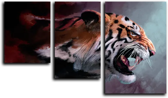 Модульная картина "Агрессивный тигр"