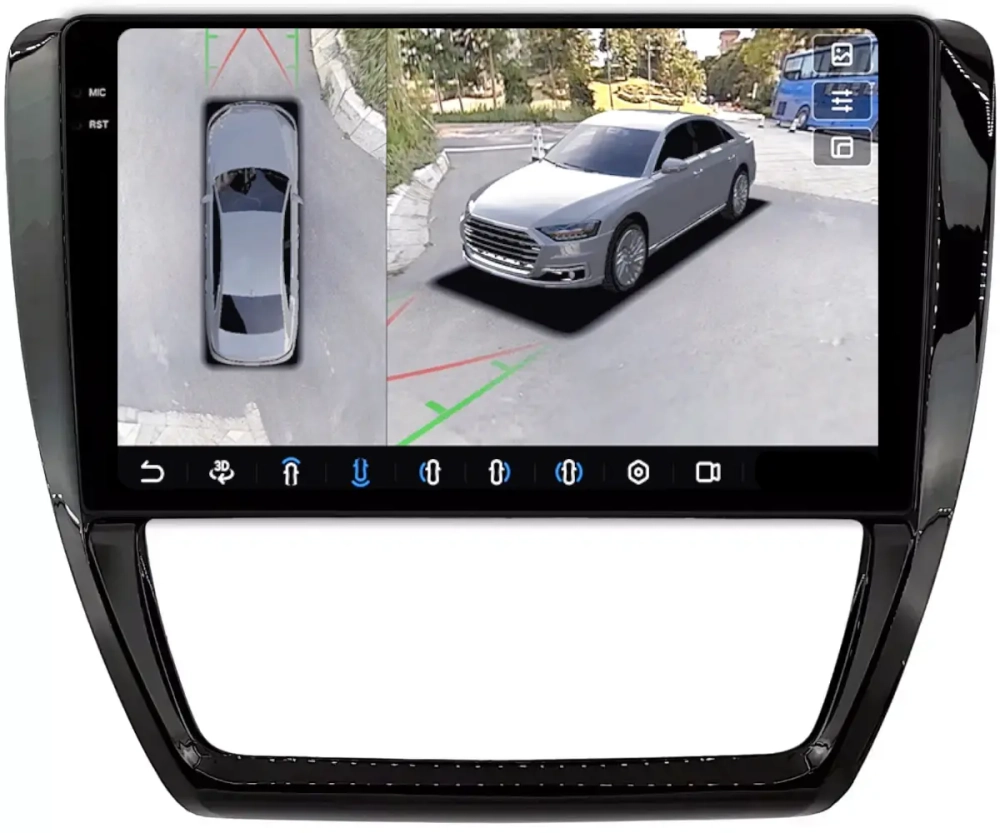 Магнитола Volkswagen Jetta 6 2011-2018 - FarCar BX3076M-360 монитор 10.36" 2K QLED на Android 13, 6Гб+128Гб, CarPlay, 4G SIM-слот, 4 камеры в комплекте