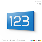 Номер на дверь 123, табличка на дверь для офиса, квартиры, кабинета, аудитории, склада, голубой 120х70 мм, Айдентика Технолоджи