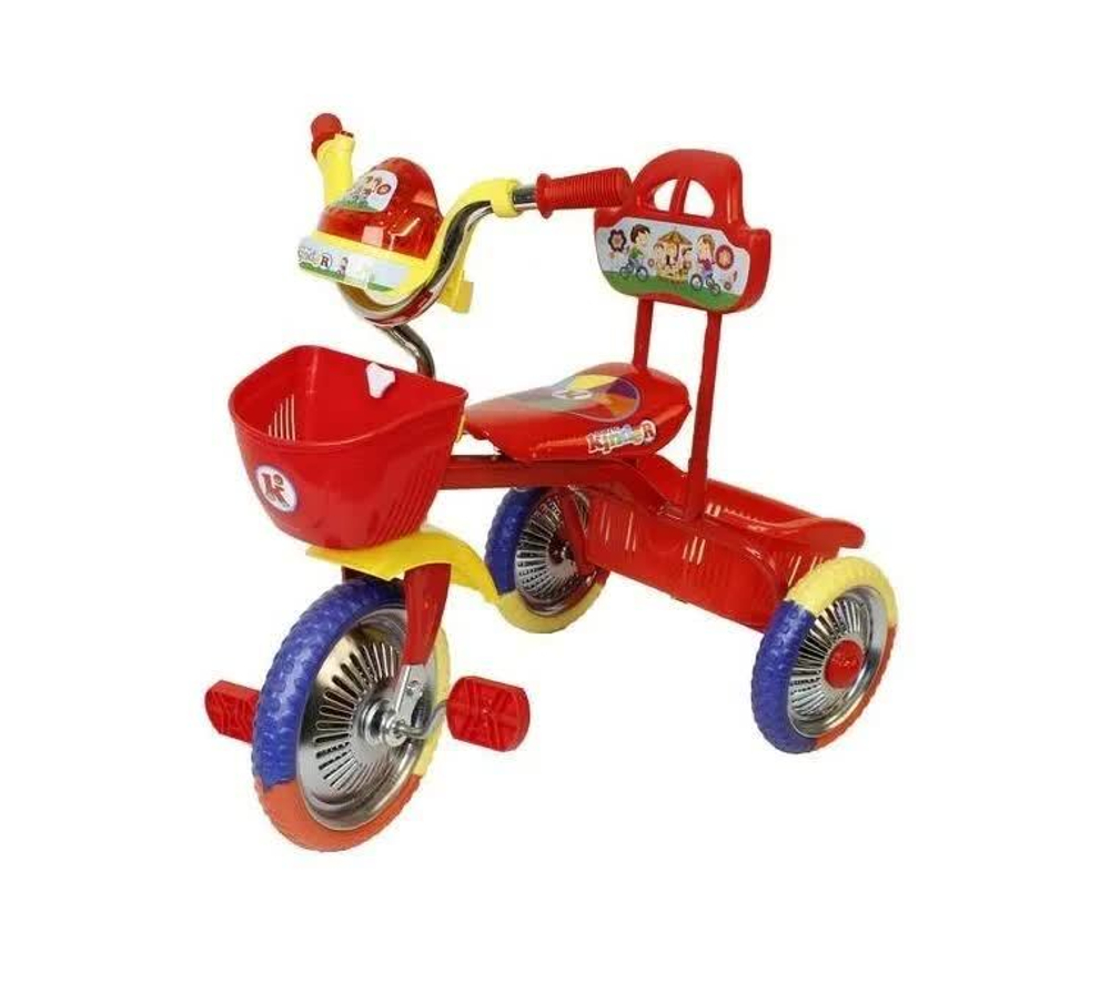 T002PM/Велосипед 3-колесный без ручки,свет+звук,пластм.сиденье,металлич.колеса,d10' и 8'