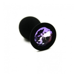 Анальная пробка из силикона light purple medium (Цвет: цвет пробки: черный. цвет камня: светло-фиолетовый.)