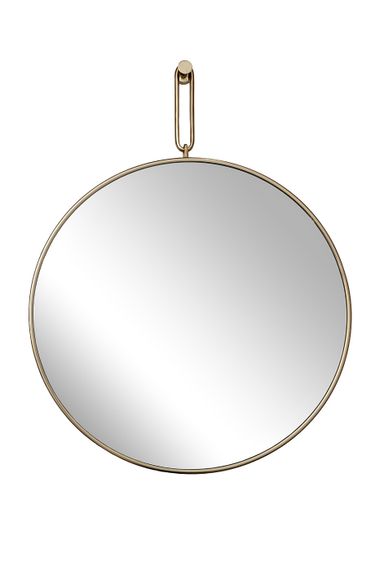Зеркало на подвесе в золотой металлической раме