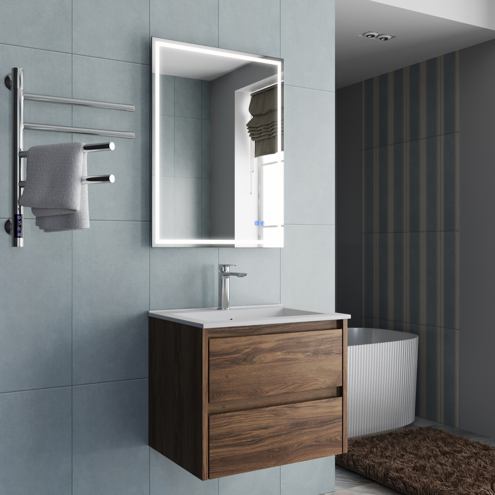 База под раковину Gio 600 подвесная, 2 выкатных ящика soft-close, C.Oak