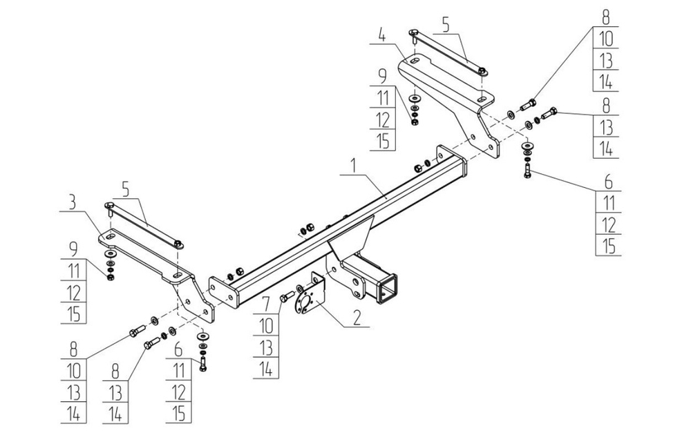 Фаркоп для Haval F7 2019-2024, Haval F7x 2019-2024 Тип шара: E. Нагрузки: 1500/100 кг, HV 03B