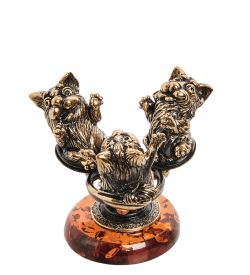 Народные промыслы AM-1858 Фигурка «Коты на качелях» (латунь, янтарь)