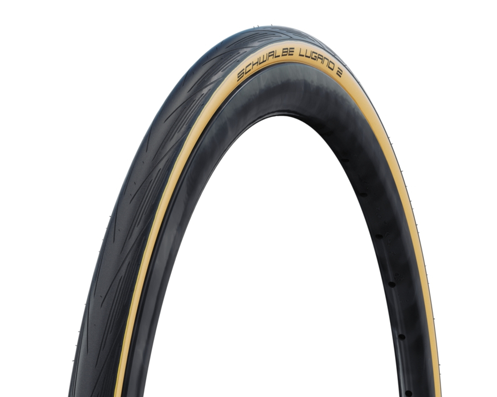 Покрышка 700x25C (25-622) 05-11159025 LUGANO II K-Guard 25-622 B/CL-SK HS471 SiC 50EPI черно-беж SCHWALBE