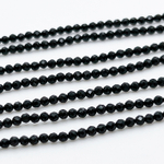 Турмалин черный граненый (шерл), диаметр около 2 мм, цена за нить 38 см