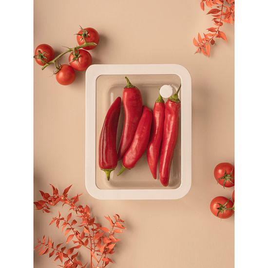 Контейнер для запекания и хранения стеклянный с вакуумным эффектом, 1,4 л, светло-серый