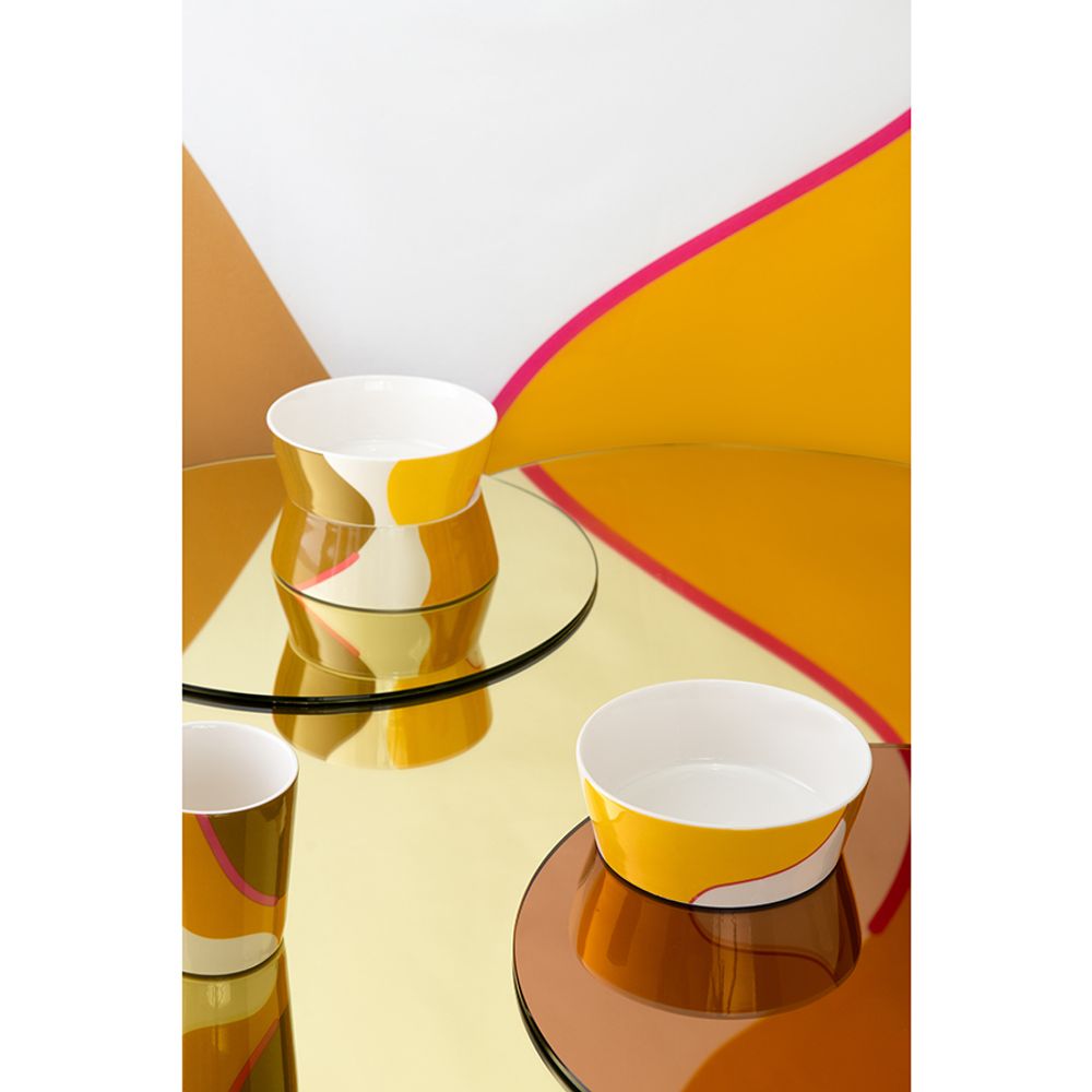 Набор из двух салатников горчичного цвета с авторским принтом из коллекции Freak Fruit, 16см