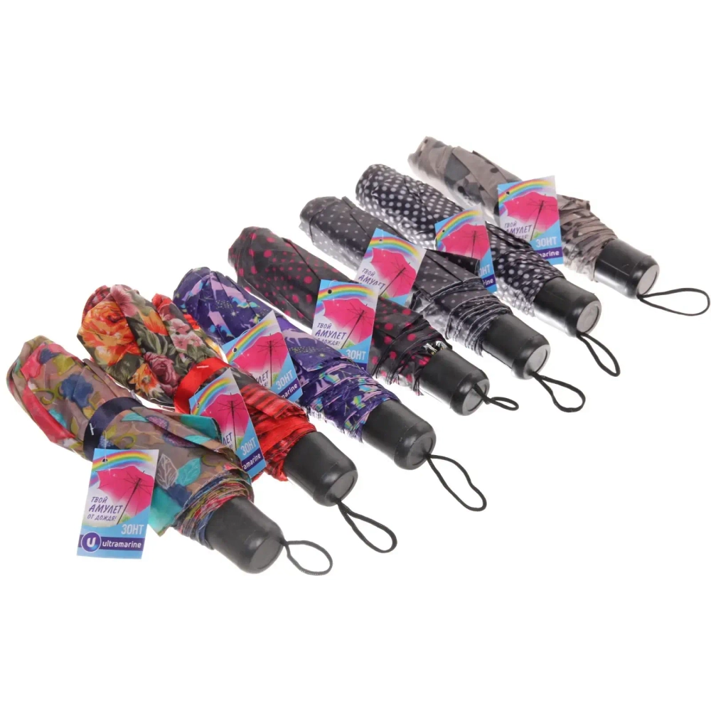 Зонт женский механический «Ultramarine - Цветы», микс 5-7 расцветок, 8 спиц, d-97см, длина в слож. виде 24см