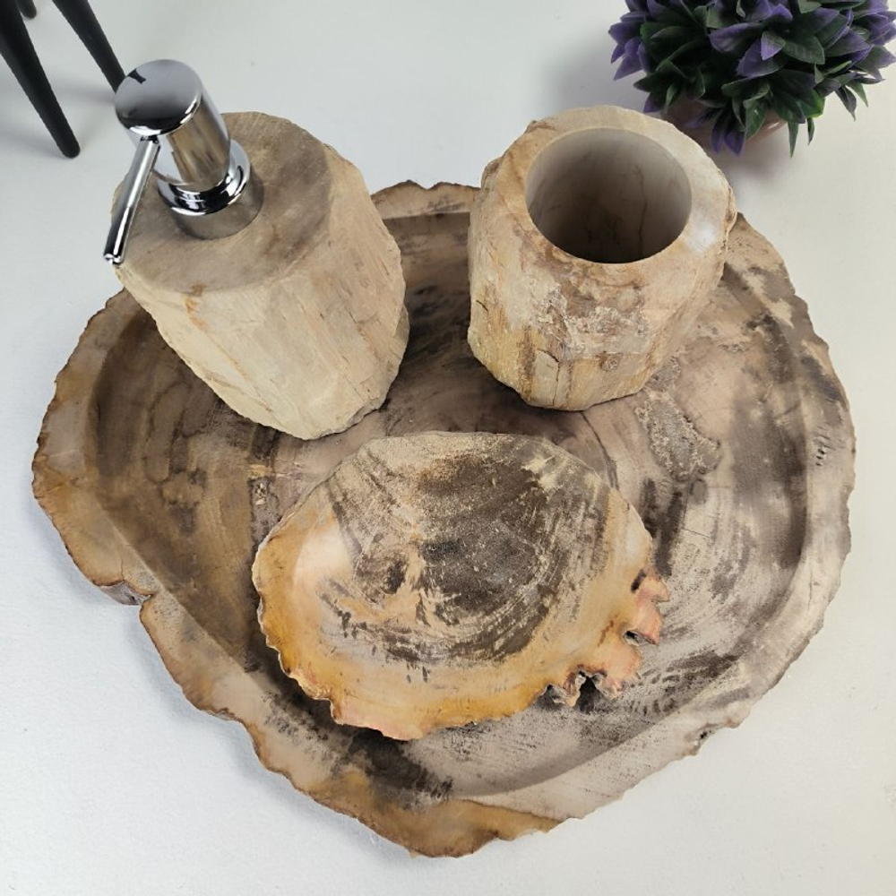 Набор из окаменелого дерева 4 предм Fossil Set NF-63064 поднос 33см*39см