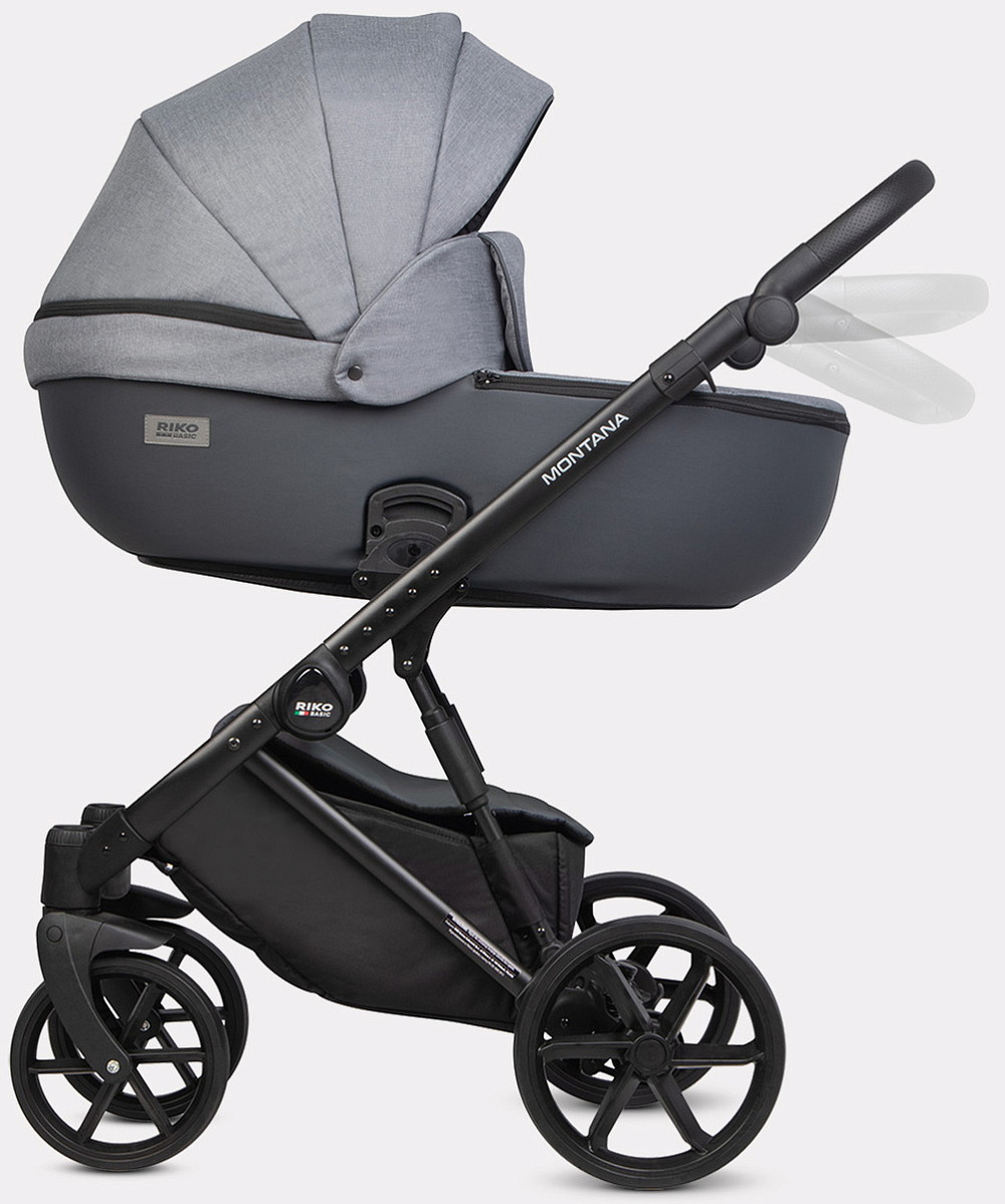 Детская коляска Riko Basic Montana Plus 3 в 1 40 Graphite (графит+серый)