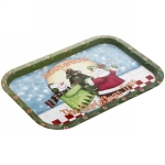 Поднос жестяной 34,5*23,5см «Снеговики у елки»