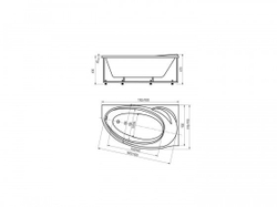Ванна акриловая асимметричная БЕТТА 160х97 AQUATEK (с каркасом и фронтальной панелью)