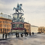 Картина авторская акварельная в паспарту 40х50 см на стену для интерьера "На пороге весны"