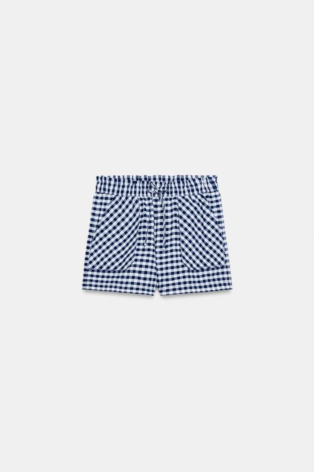 ZARA ШОРТЫ В КЛЕТКУ ВИШИ — ZW COLLECTION, БЕЛЫЙ/МОРСКОЙ СИНИЙ