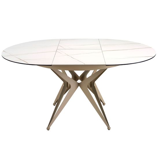 Круглый раздвижной обеденный стол 1119/MC22018DT из мраморной керамики и стали Испания 