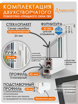 Пластиковое окно 1230 х 1205 ТермА Инд с ламинацией