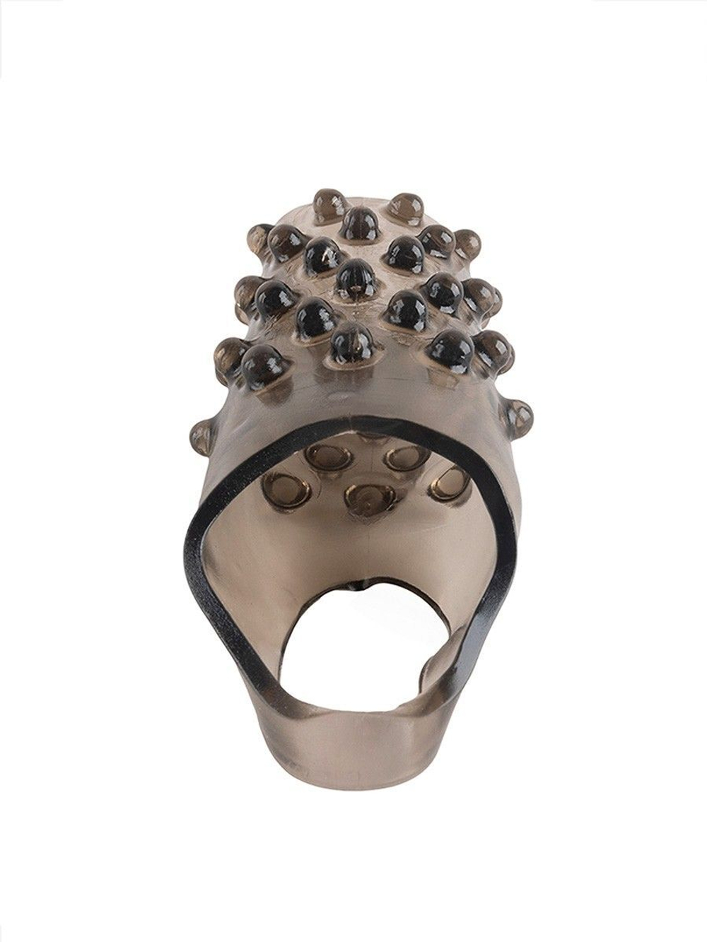 Дымчатая насадка на пенис с выпуклостями - 12 см. (Цвет: дымчатый)