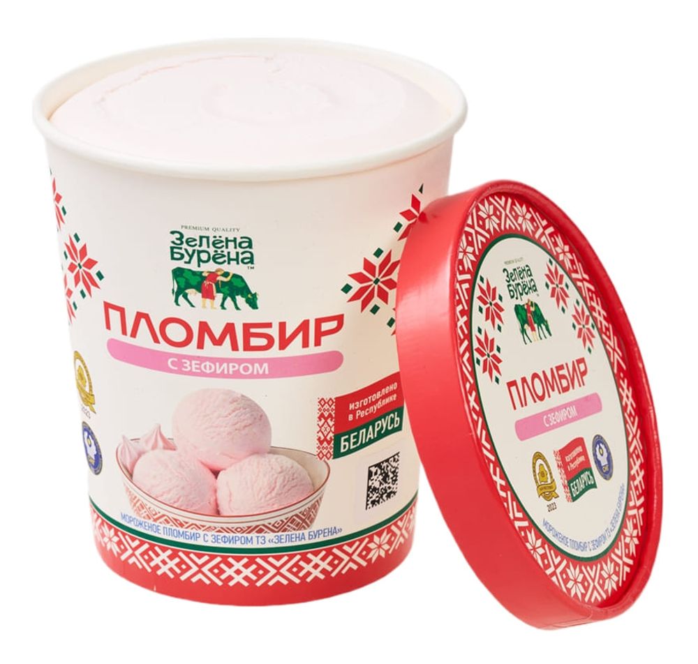 Мороженое "Пломбир с зефиром" 500г. Зелена Бурена - купить не дорого с доставкой по Москве