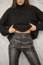 Брюки-дудочки из эко-кожи на замше