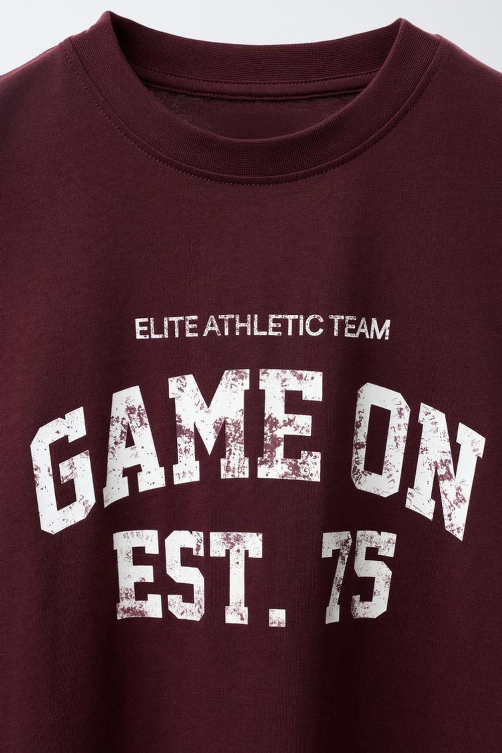 ZARA ФУТБОЛКА С ПРИНТОМ, БУРГУНДИ