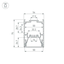 Профиль IP-LINE-5475-2000 ANOD (Arlight, Алюминий) 055136