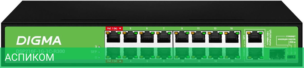 Коммутатор Digma DSP216F-1G-1C-R300