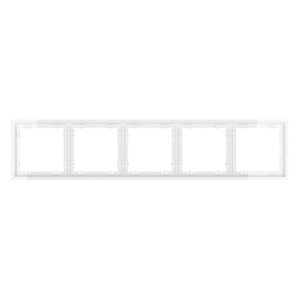 Рамка пластиковая VOLTUM S70 на 5 постов, (белый глянцевый)
