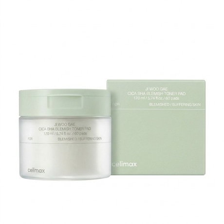 Тонер-пэды от воспалений для проблемной кожи Celimax Ji Woo Gae Cica BHA Blemish Toner Pad, 60шт (170мл)
