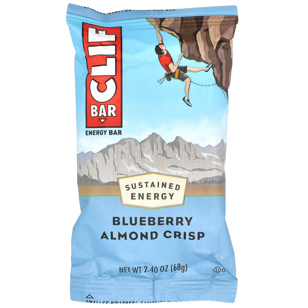 Clif Bar, Energy Bar, хрустящие батончики с черникой и миндалем, 12 батончиков, 68 г (2,40 унции)