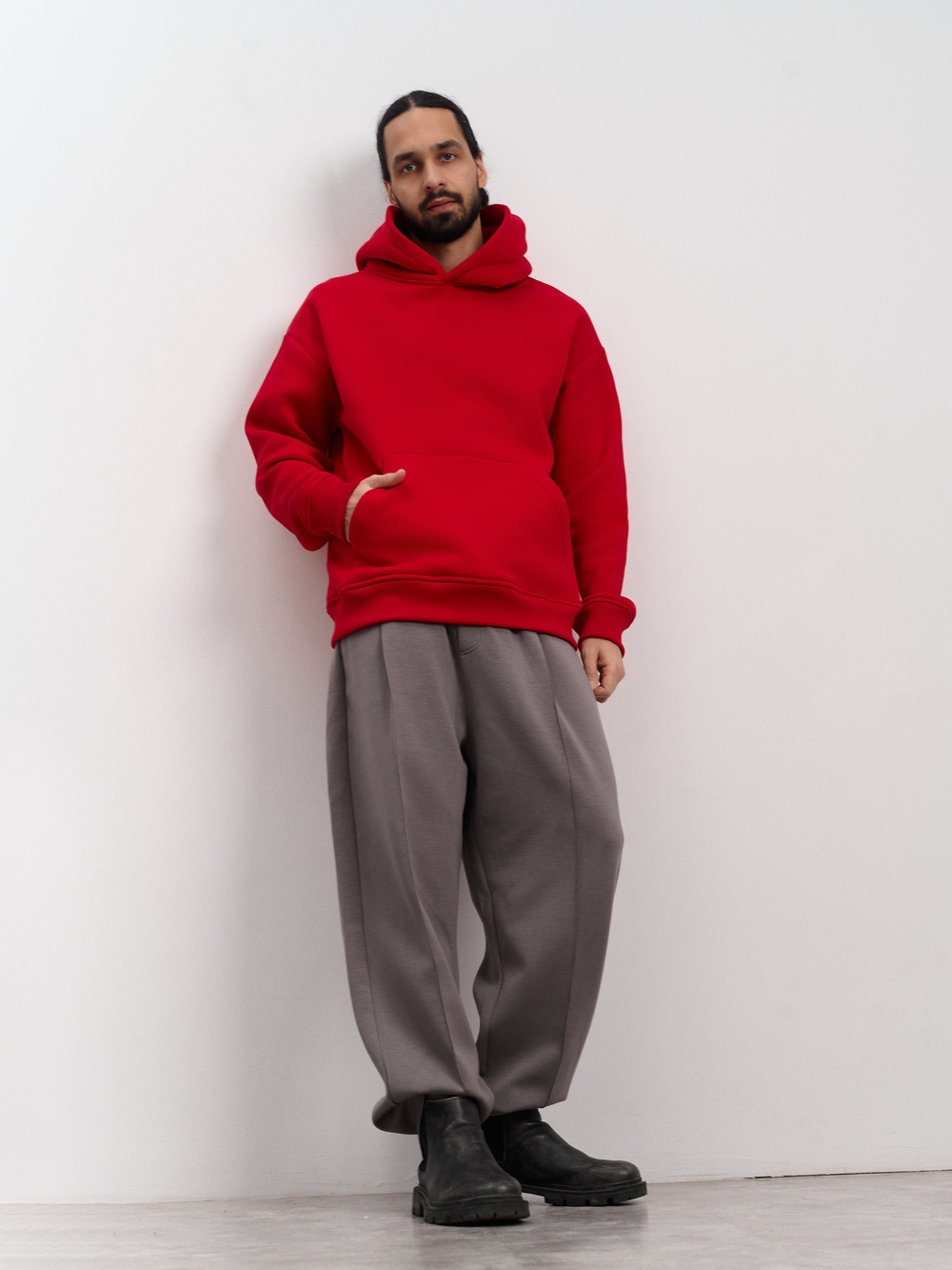 Толстовка мужская с капюшоном "Вasic" красный