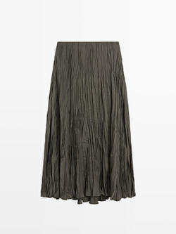 Massimo Dutti Длинная струящаяся плиссированная юбка, серый