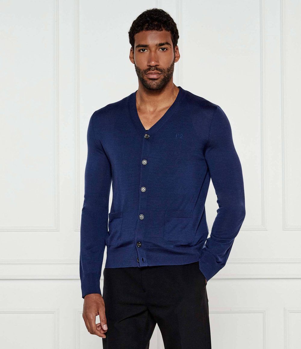 Шерстяной кардиган Dsquared2 - темно-синий(S74HA1443 S18310)