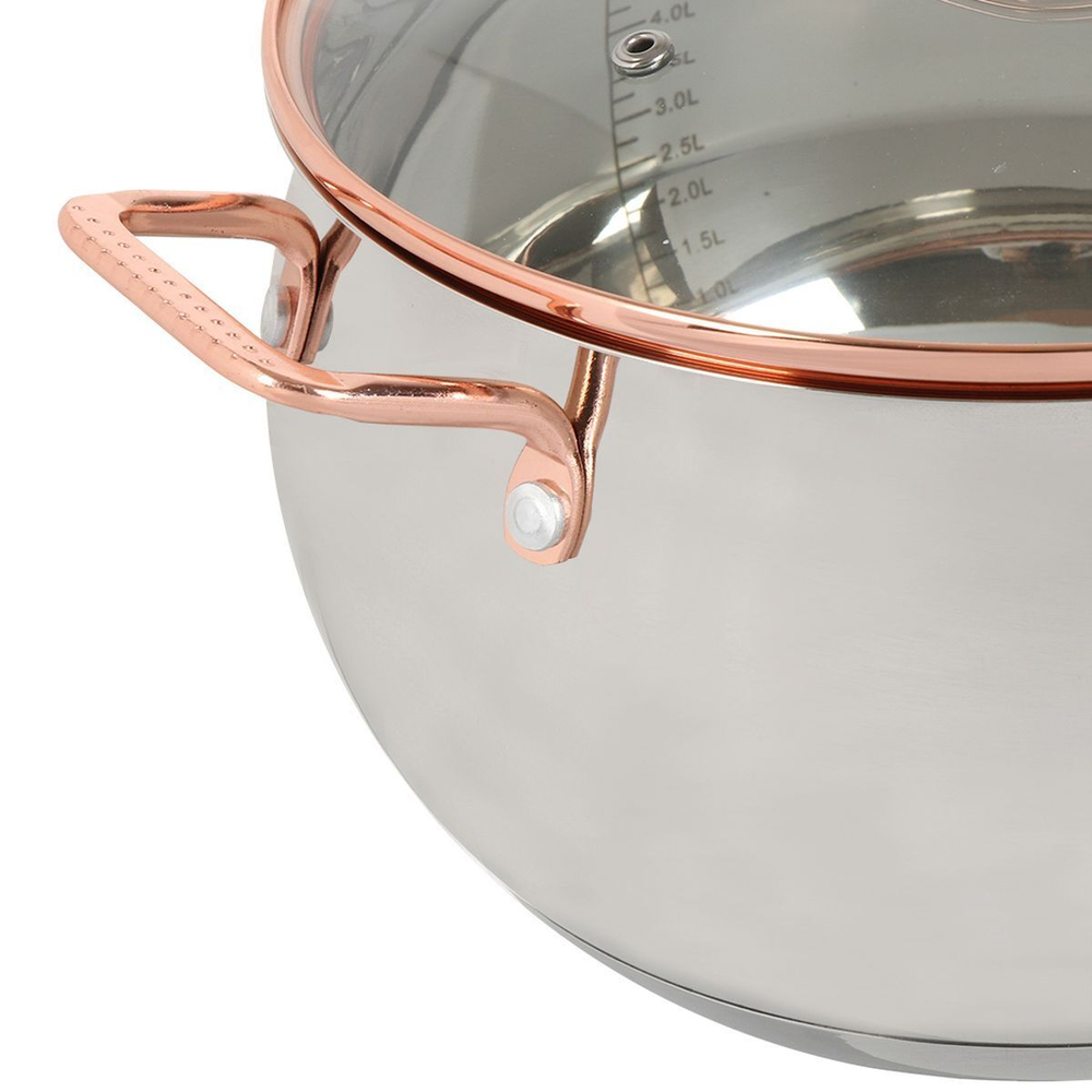 Кастрюля нерж, 5.8 л, крышка стекло, Daniks, Карлин, GS-01332G-24, индукц